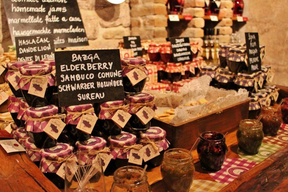 Before we started tasting Istrian brandy, we sampled many of Aura's unique jams, made 'just like Grandma used to make them.'