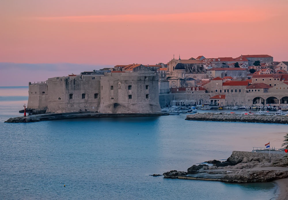 Sunrise over Banje Beach in Dubrovnik, Croatia