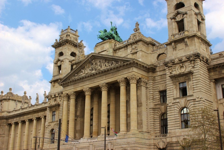 Iconic Budapest sights: Grand buildings ring Parliament, including this one that houses the Ethnographic Museum, but was originally built for the Ministry of Justice.