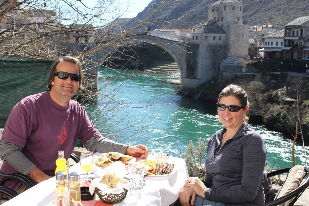 Year-long, Round the World Budget: In Mostar, we ate out more often, as our accommodations and food were so inexpensive!