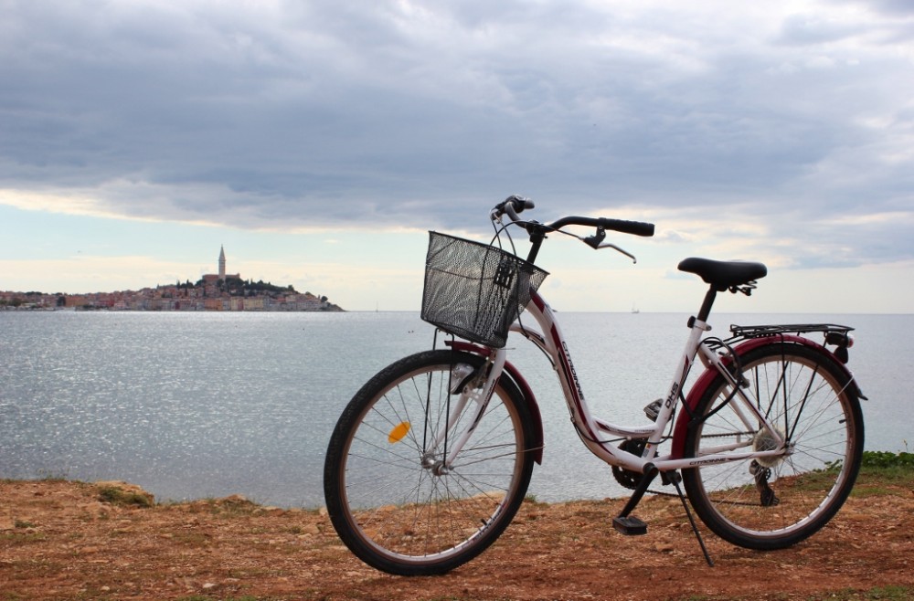 Bicycle on shore near Rovinj, Croatia