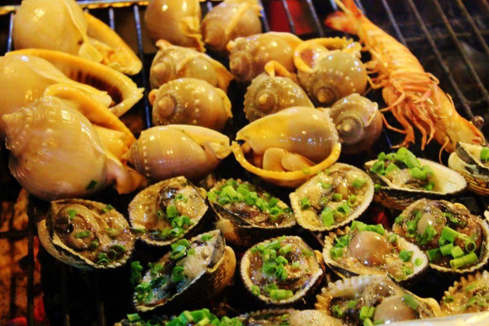 Fresh seafood on the grill at the Night Market in Duong Dong, Phu Quoc Island, Vietnam