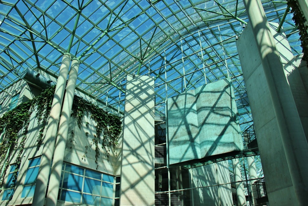 Glass ceiling of University of Warsaw Library in Warsaw, Poland