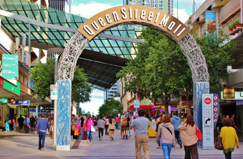 Queen Street Mall pedestrian walkway in Brisbane, Australia