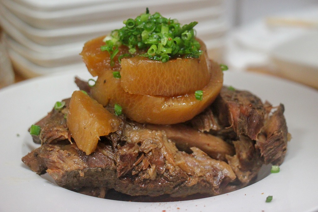 Braised brisket at Izakaya High Spirits Restaurant in Kawaguchiko, Japan