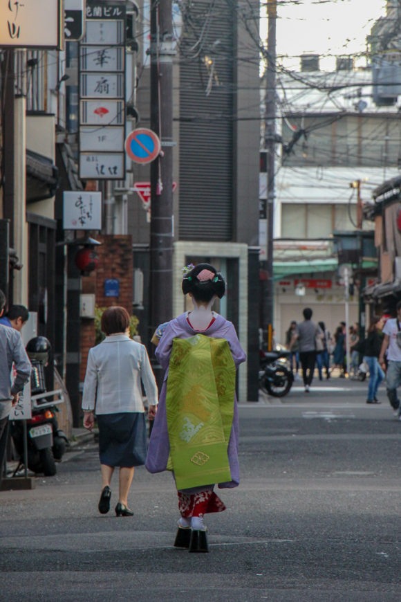 Geisha in the street in Gion District in Kyoto, Japan
