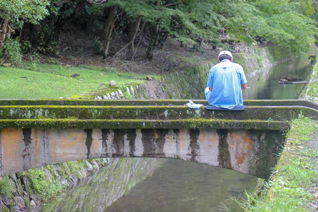 Man On Bridge, Philosophers Path, Kyoto, Japan