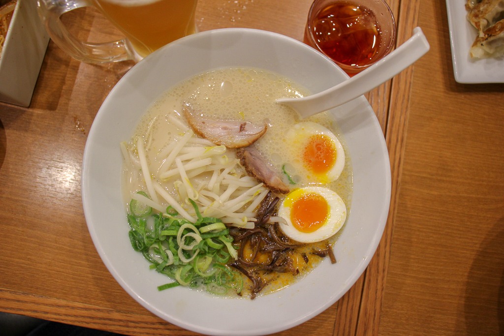 Bowl of ramen at Ippudo Roppongi in Tokyo, Japan