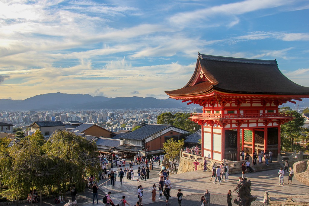 City view from platform at kiyomizu-dera Temple in in Kyoto, Japan