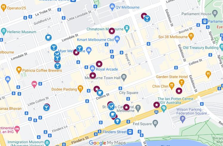 Map of Best Melbourne Lanesways by JetSettingFools.com